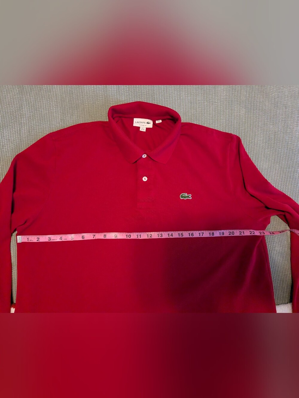 Lacoste Classic Fit Polo Long Sleeve Shirt Ruby Red Size XXL - Picture 5 of 6